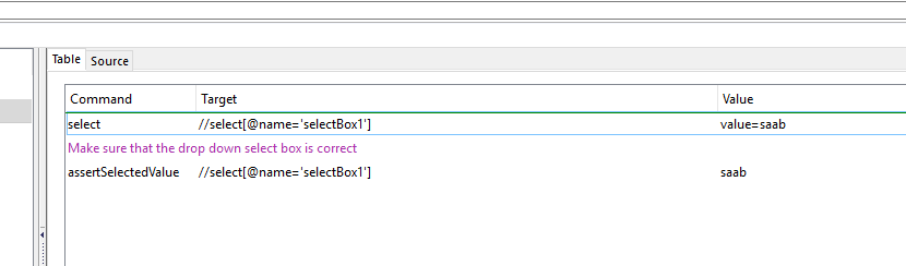 An assertSelectValue Command in Selenium IDE