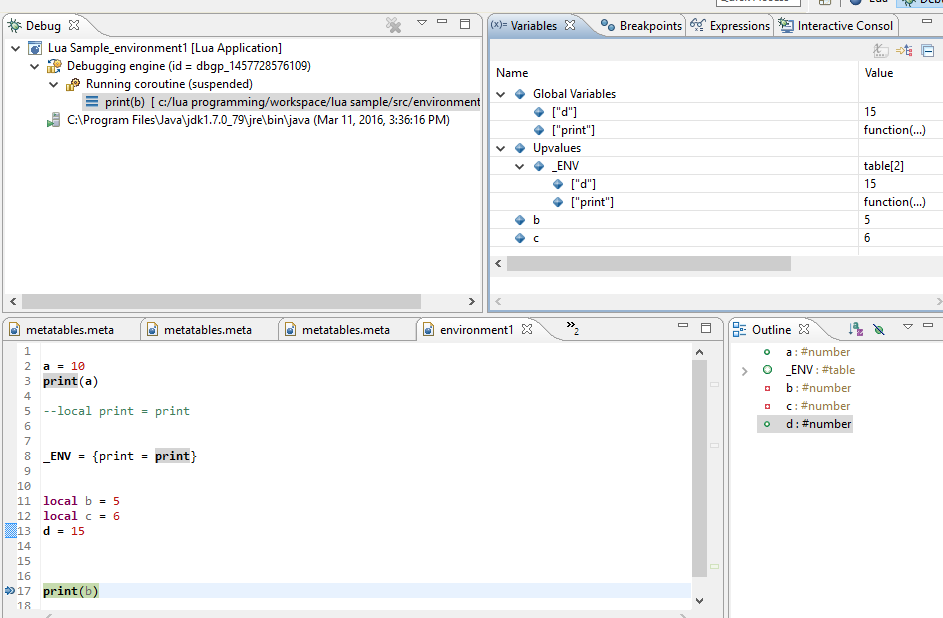 _ENV variable in a debugger