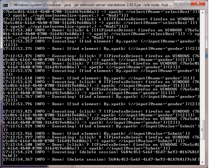 Command Prompt on the Grid node
