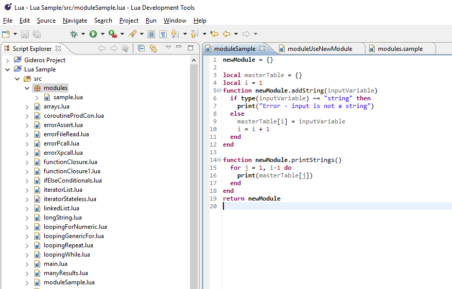 Lua Modules and Packages in Eclipse