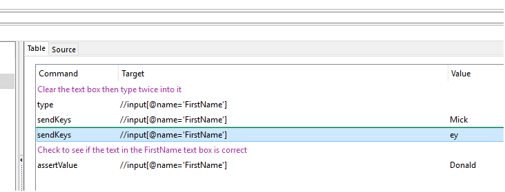 An assertValue Command in Selenium IDE